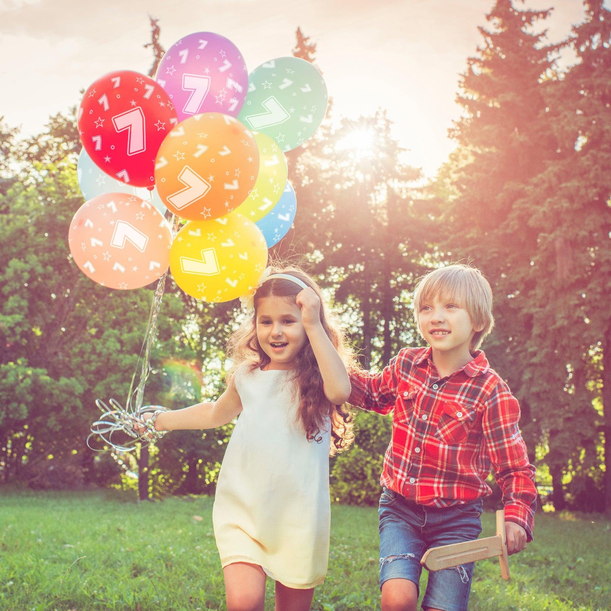 Zahlen Luftballons - Zahl 7 - 21 Ballons + Zubehör - Bastelbaer-Shop
