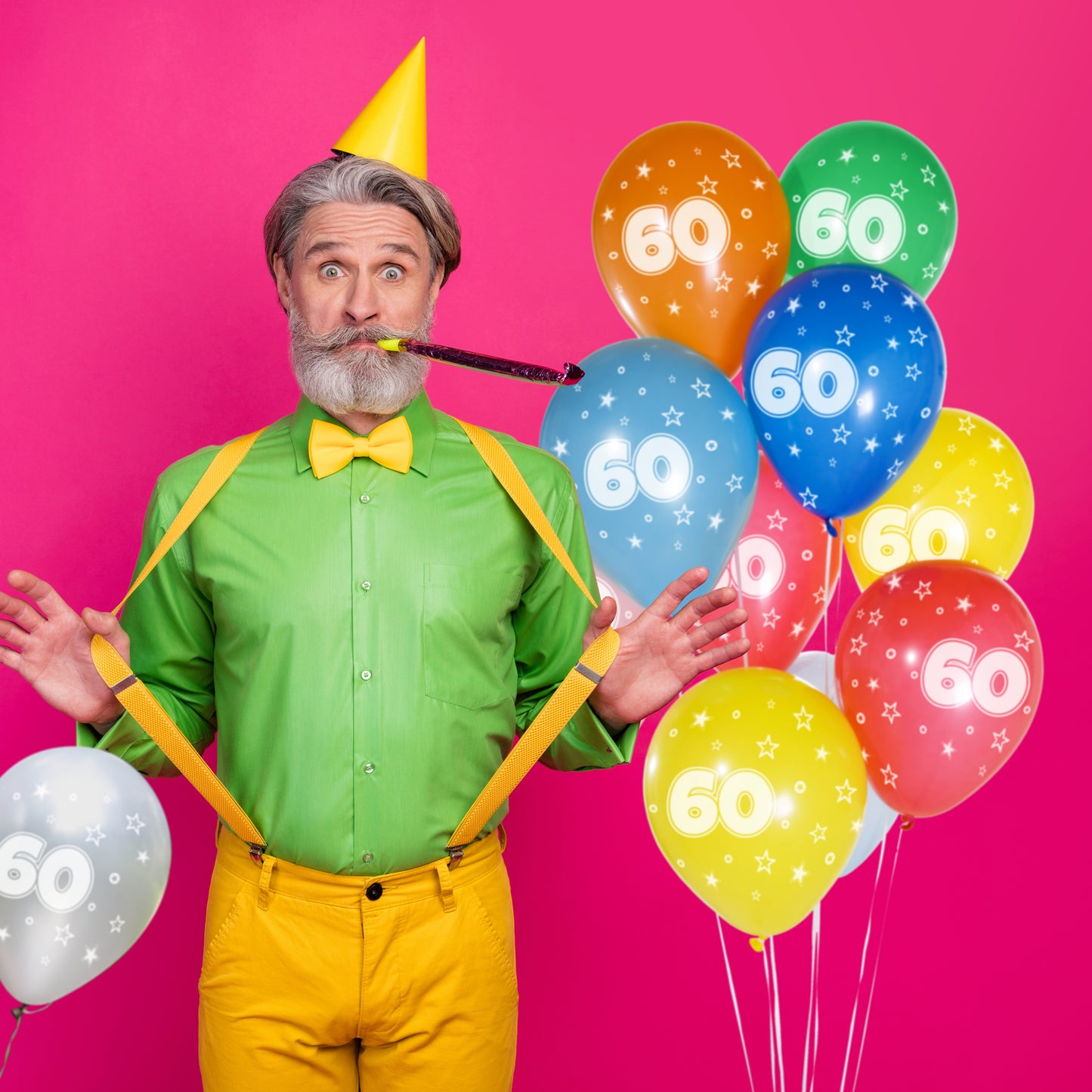 Luftballons 60. Geburtstag •15 Stück• MADE IN EU • Premium BIO Ballons inkl. beschreibbarem Ballon