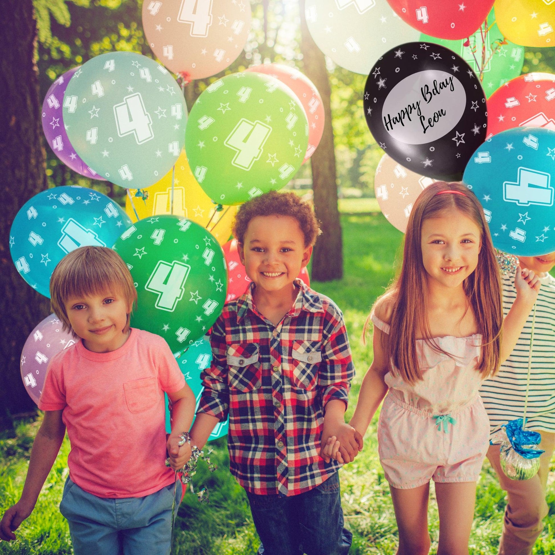 Zahlen Luftballons - Zahl 4 - 21 Ballons + Zubehör - Bastelbaer-Shop