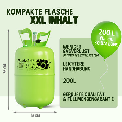 Ballongas für 30 Ballons - Inkl 100 Ballons ÖKO-TEST "Sehr Gut"