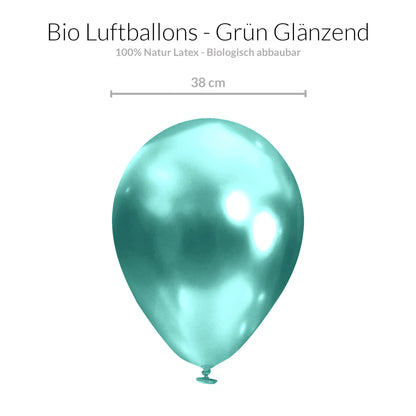 BIO Luftballons Grün Chrome/Glänzend • XXL 38cm • MADE IN EU