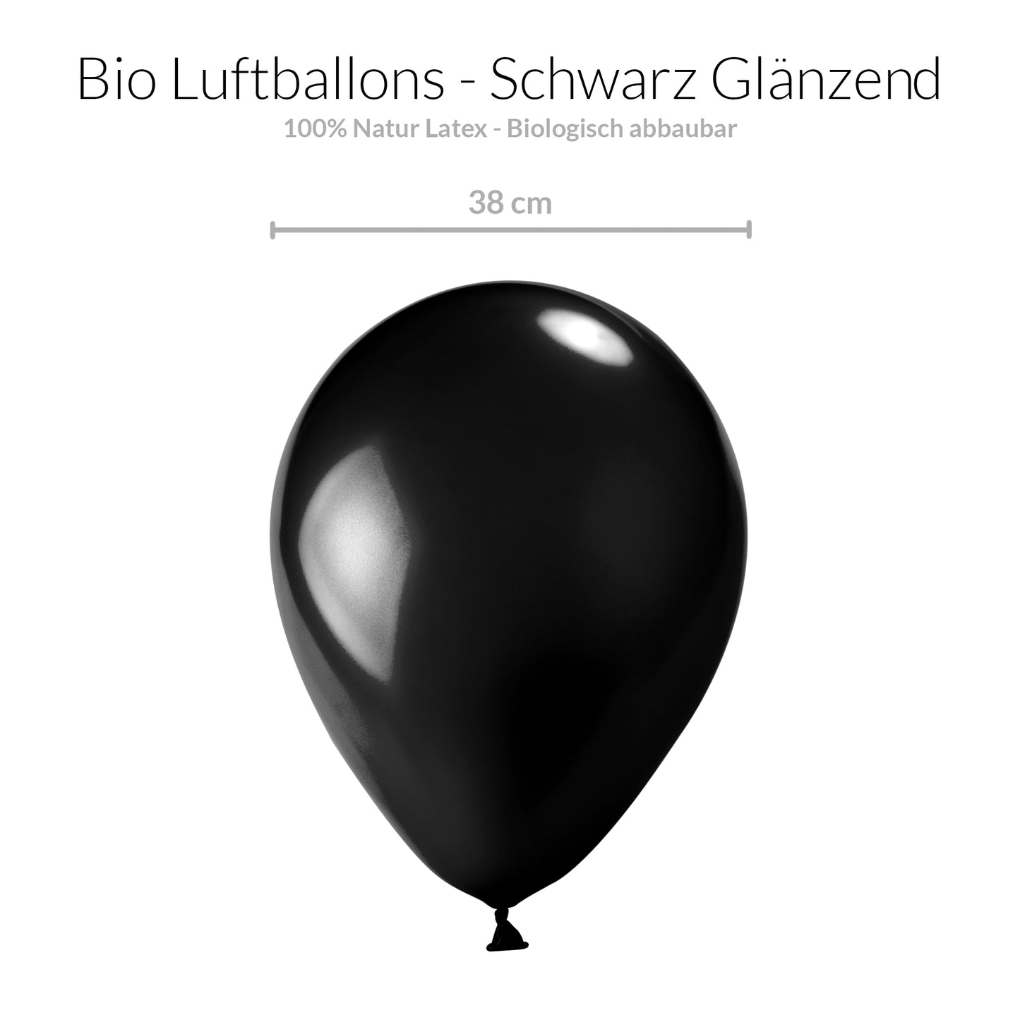 BIO Luftballons Schwarz Chrome/Glänzend • XXL 38cm • MADE IN EU