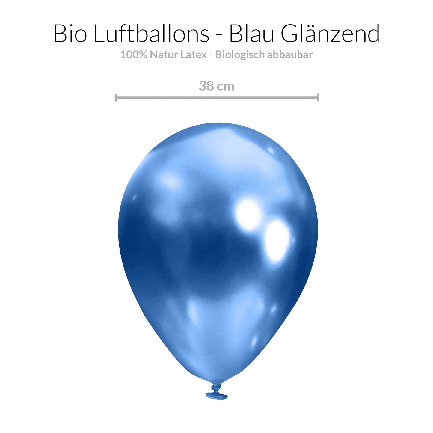 BIO Luftballons Blau Chrome/Glänzend • XXL 38cm • MADE IN EU