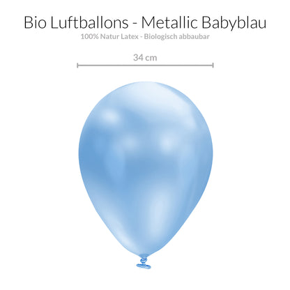 BIO Luftballons Hellblau Metallic • MADE IN EU • 100% Naturlatex