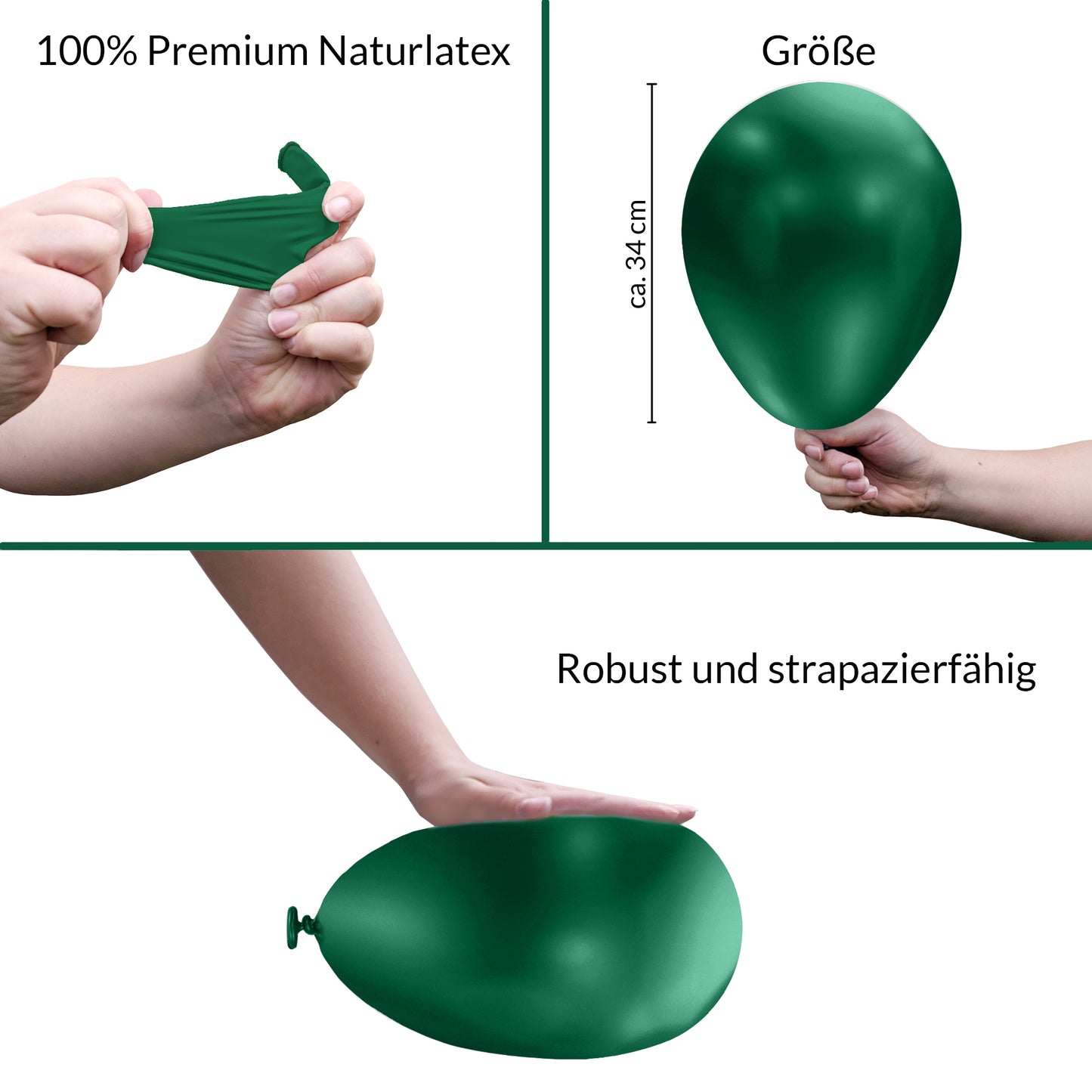 BIO Luftballons Dunkelgrün • MADE IN EU • 100% Naturlatex