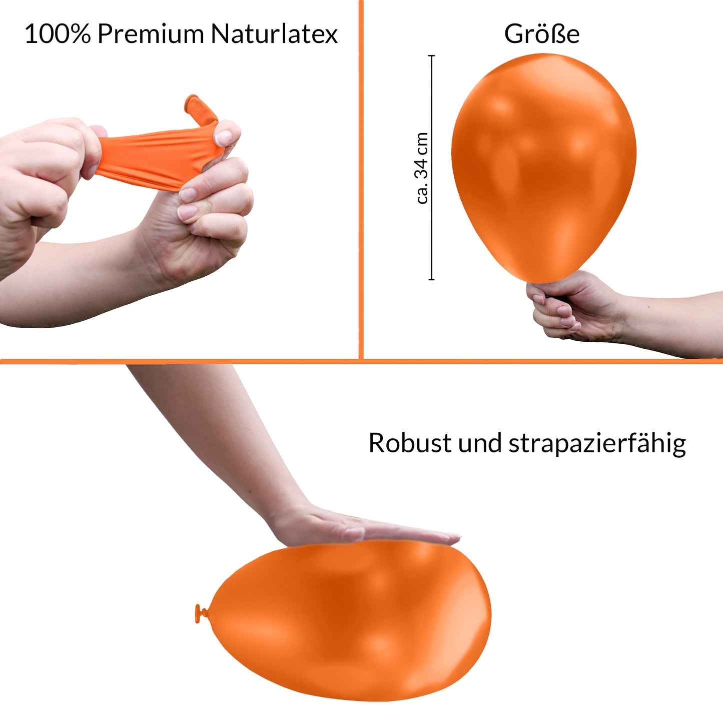 BIO Luftballons Orange • MADE IN EU • 100% Naturlatex