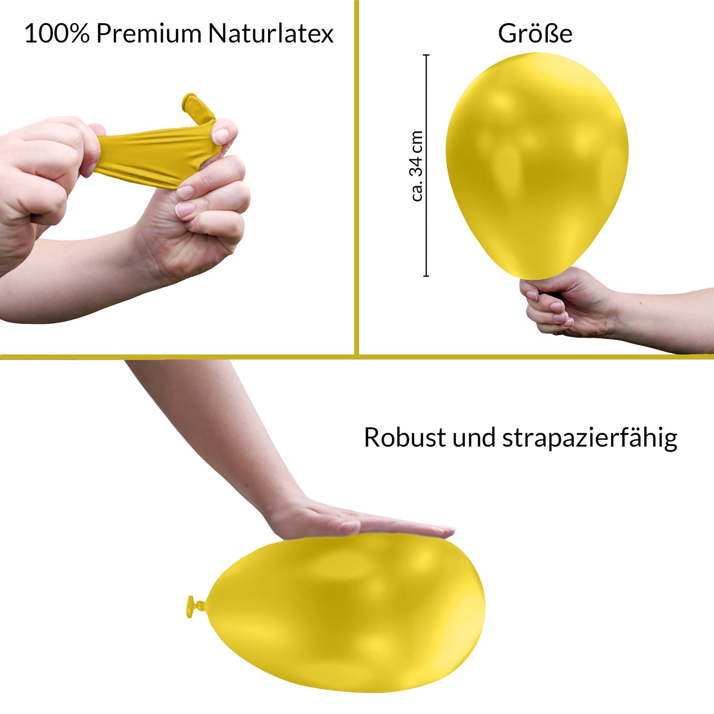 BIO Luftballons Gelb • MADE IN EU • 100% Naturlatex