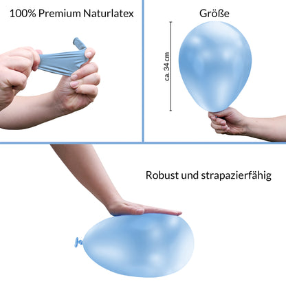BIO Luftballons Hellblau Metallic • MADE IN EU • 100% Naturlatex