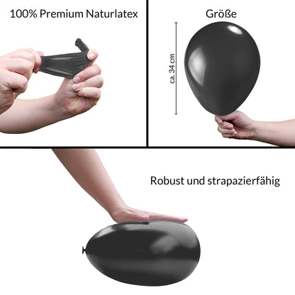 BIO Luftballons Schwarz • MADE IN EU 100% • Naturlatex