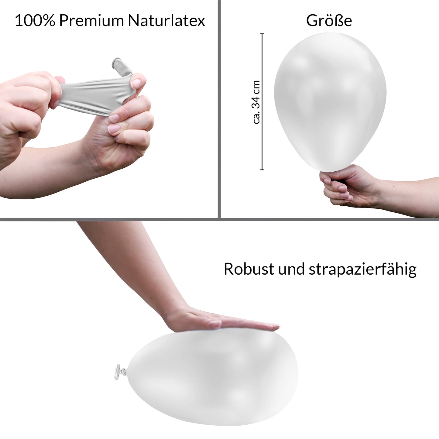 BIO Luftballons Weiß • MADE IN EU • 100% Naturlatex