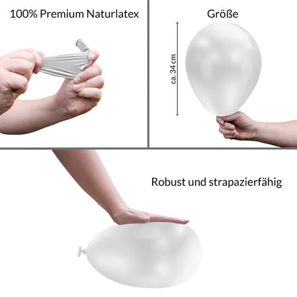 BIO Luftballons Weiß • MADE IN EU • 100% Naturlatex
