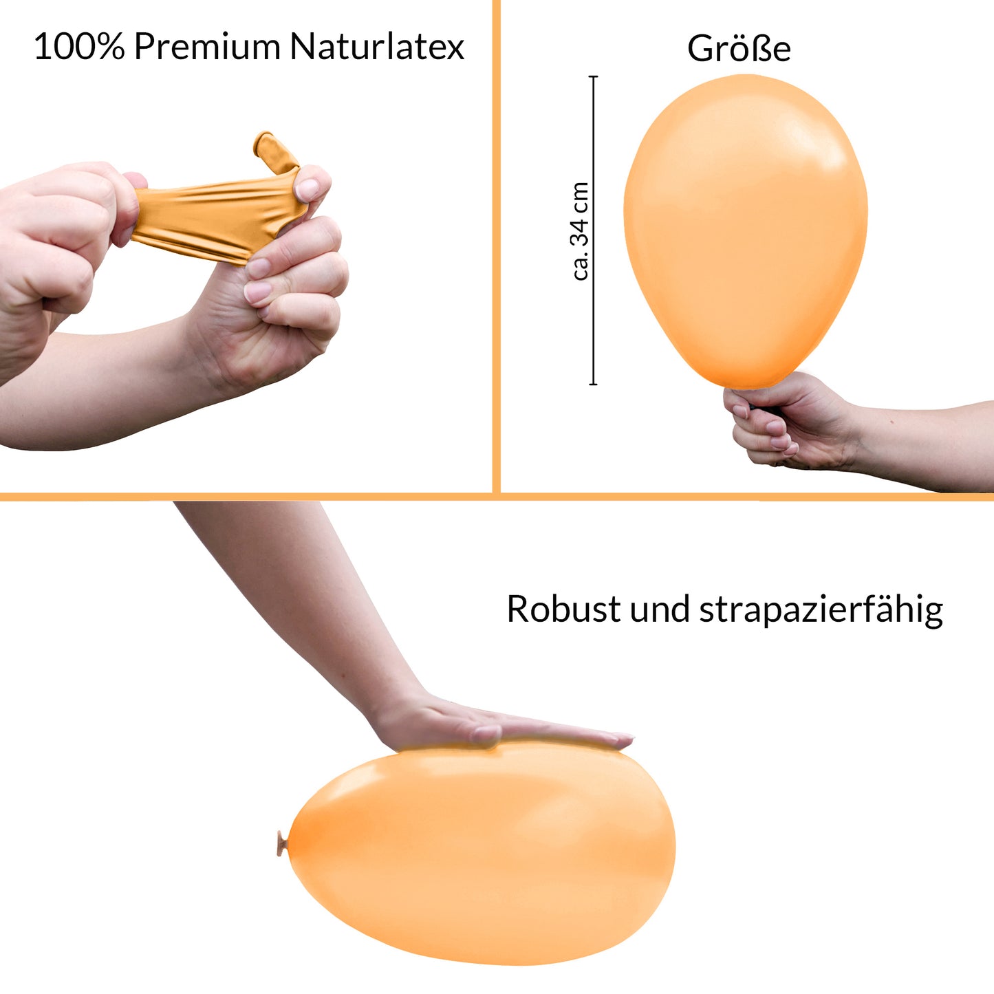 BIO Luftballons Apricot • MADE IN EU • 100% Naturlatex