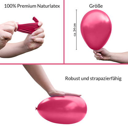 BIO Luftballons Pink Metallic • MADE IN EU • 100% Naturlatex
