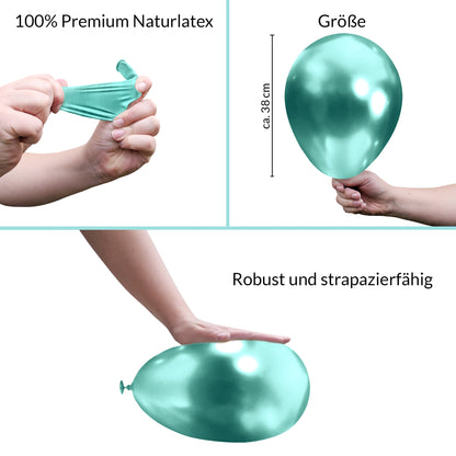 BIO Luftballons Grün Chrome/Glänzend • XXL 38cm • MADE IN EU