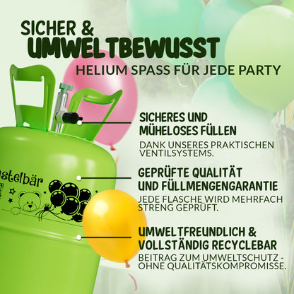 Ballongas für 30 Ballons - Inkl 100 Ballons ÖKO-TEST "Sehr Gut"