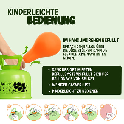 Ballongas für 30 Ballons - Inkl 100 Ballons ÖKO-TEST "Sehr Gut"