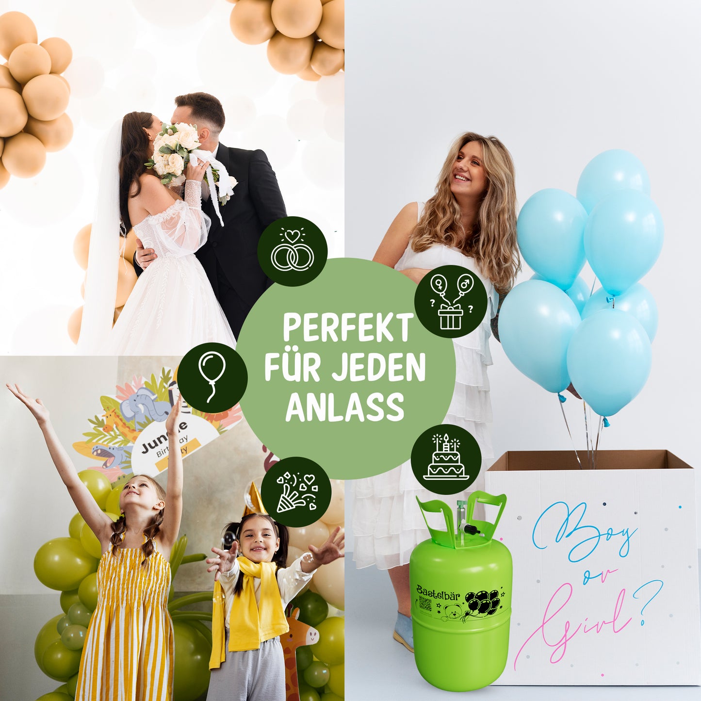 Ballongas für 30 Ballons - Inkl 100 Ballons ÖKO-TEST "Sehr Gut"