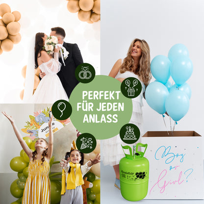 Ballongas für 30 Ballons - Inkl 100 Ballons ÖKO-TEST "Sehr Gut"
