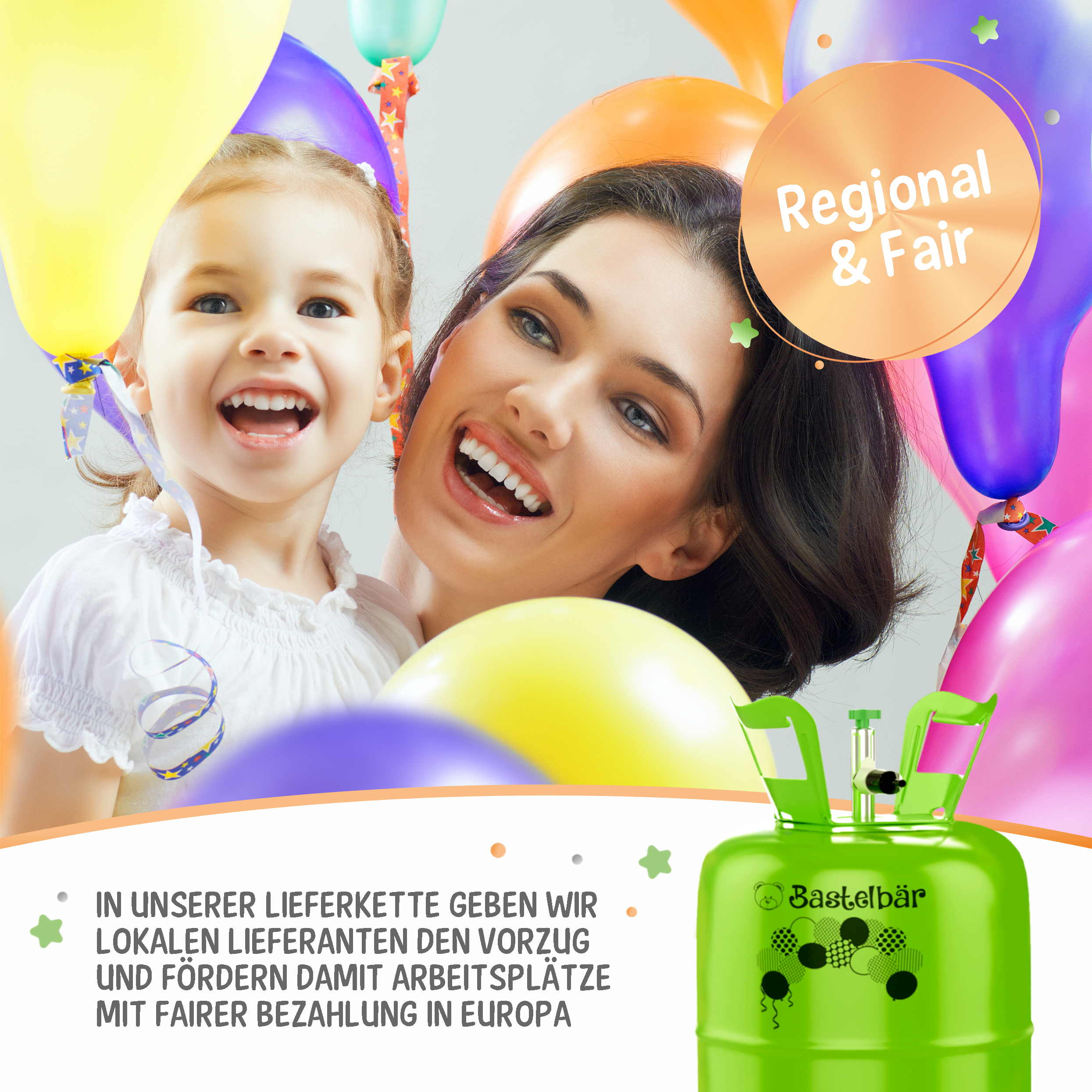 Helium Gasflasche + 100 Luftballons • 420l Ballongas ✓ für ca. 50 Ballons ✓MADE IN EU