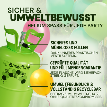 Ballongas für 50 Ballons - Inkl 100 Ballons ÖKO-TEST "Sehr Gut"