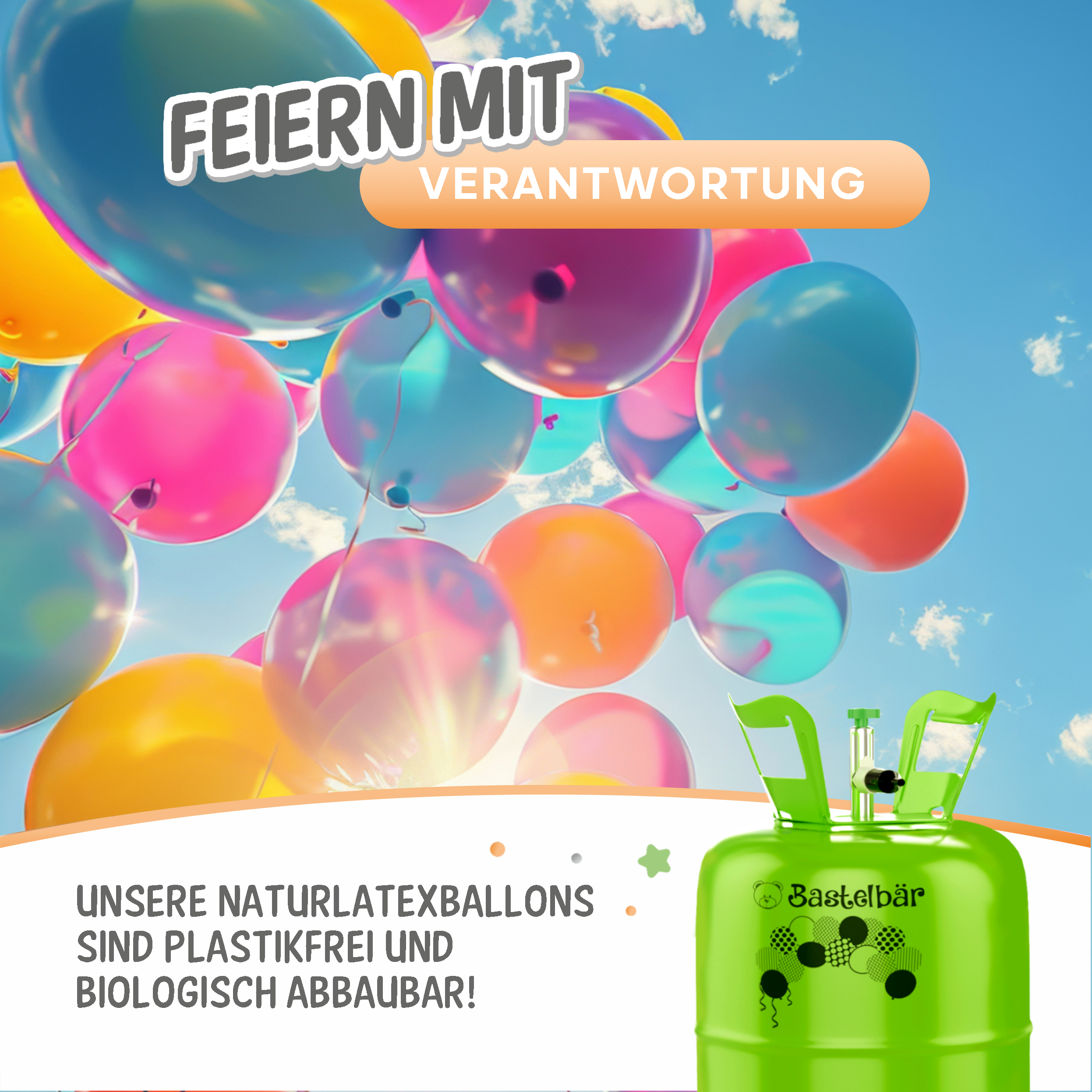 Helium Gasflasche + 100 Luftballons • 420l Ballongas ✓ für ca. 50 Ballons ✓MADE IN EU