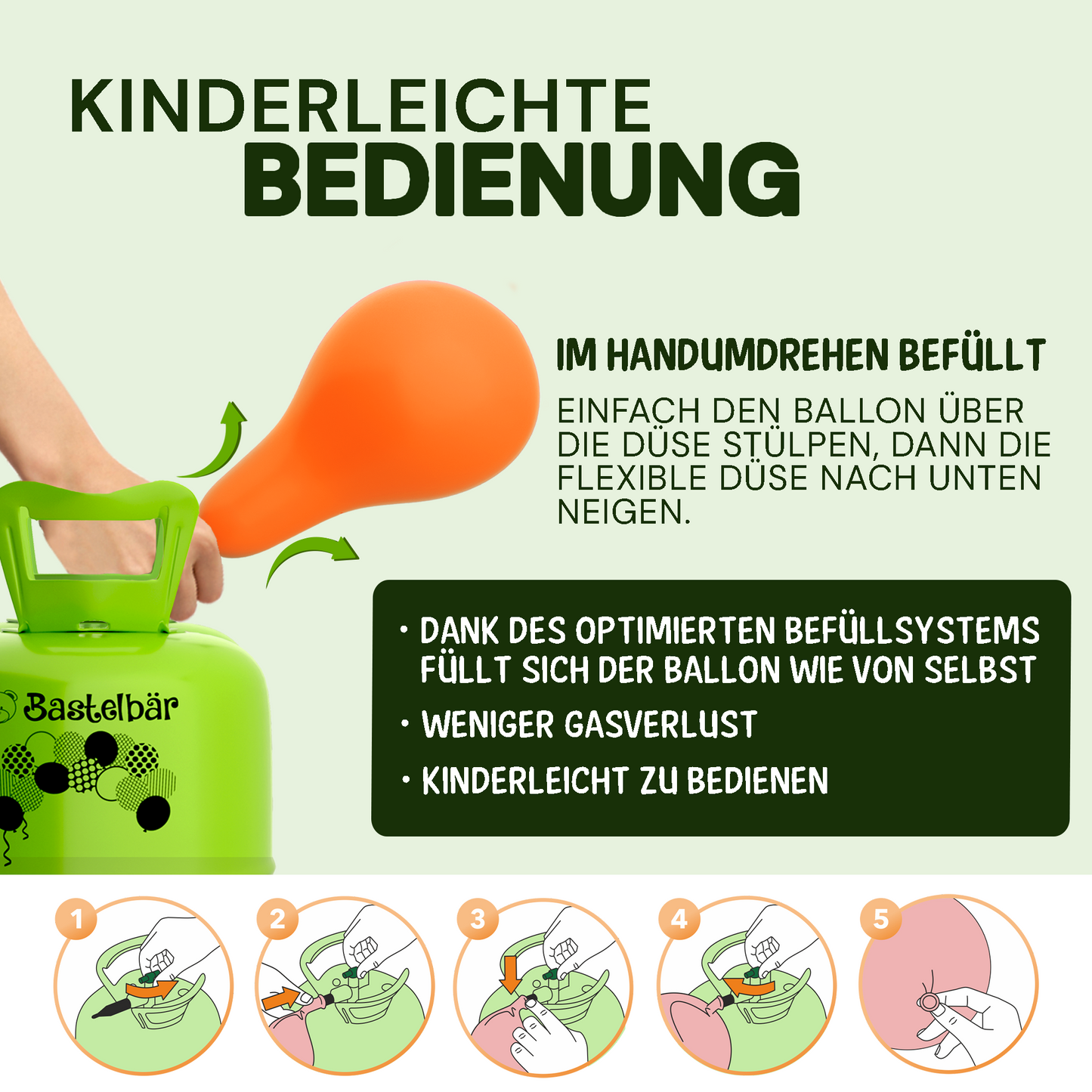Ballongas für 50 Ballons - Inkl 100 Ballons ÖKO-TEST "Sehr Gut"