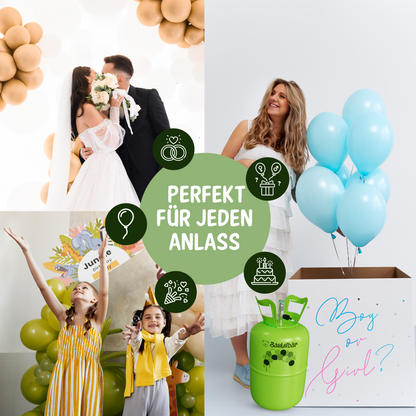 Ballongas für 50 Ballons - Inkl 100 Ballons ÖKO-TEST "Sehr Gut"