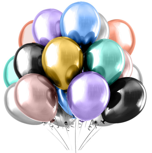 BIO Luftballons Bunter Mix Chrome/Glänzend • XXL 38cm • MADE IN EU