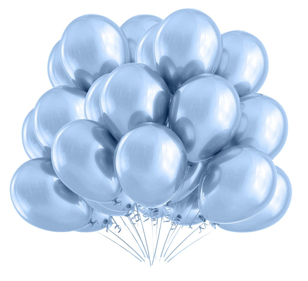 BIO Luftballons Hellblau Metallic • MADE IN EU • 100% Naturlatex
