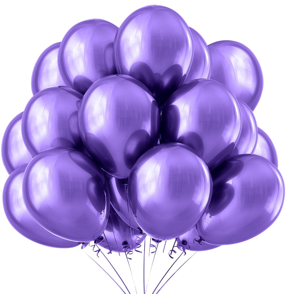 BIO Luftballons Lila Chrome/Glänzend • XXL 38cm • MADE IN EU • 100% Naturlatex