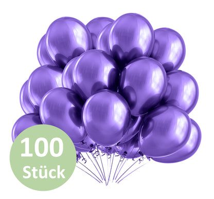 BIO Luftballons Lila Chrome/Glänzend • XXL 38cm • MADE IN EU • 100% Naturlatex