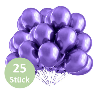 BIO Luftballons Lila Chrome/Glänzend • XXL 38cm • MADE IN EU • 100% Naturlatex