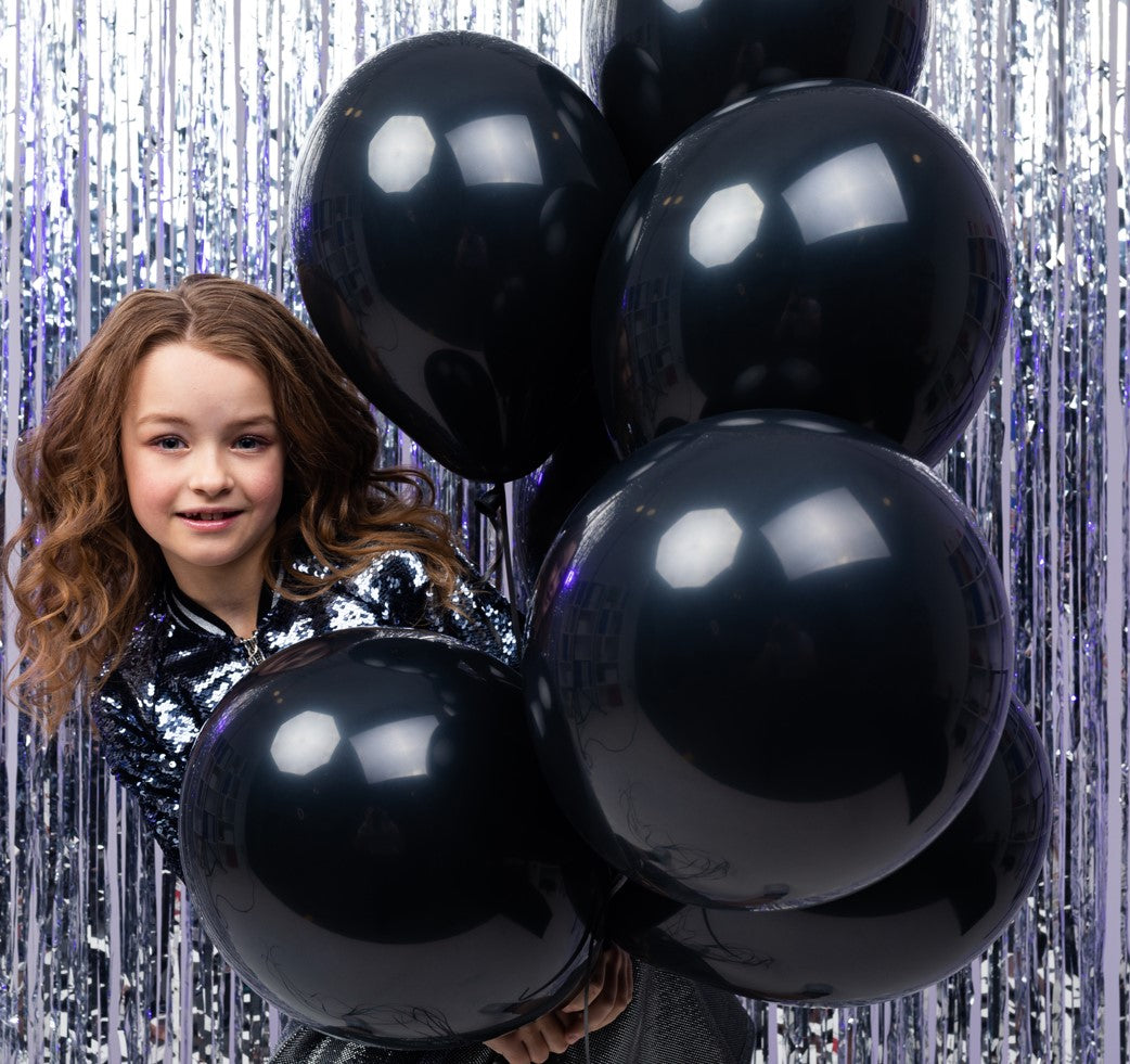 BIO Luftballons Schwarz Chrome/Glänzend • XXL 38cm • MADE IN EU