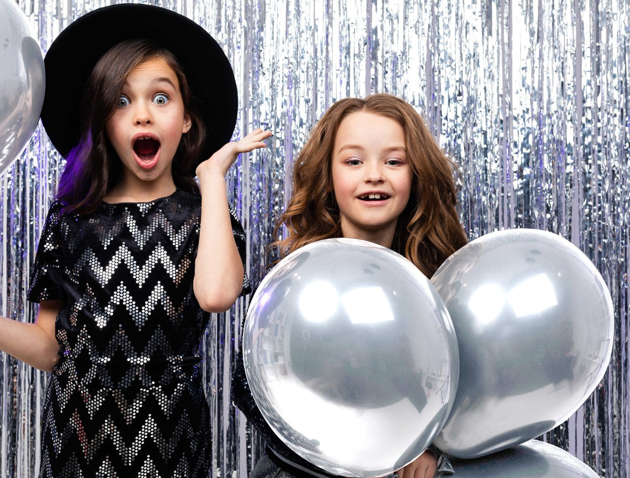 BIO Luftballons Silber Chrome/Glänzend • XXL 38cm • MADE IN EU