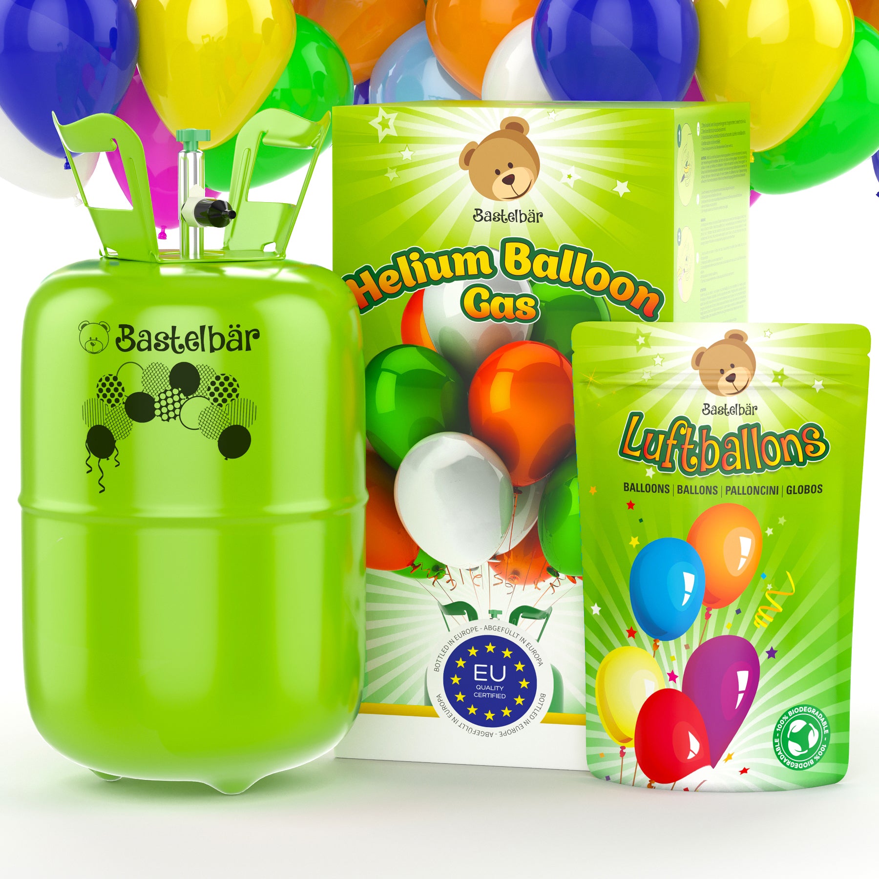 Helium Gasflasche + 100 Luftballons • 420l Ballongas ✓ für ca. 50 Ballons ✓MADE IN EU