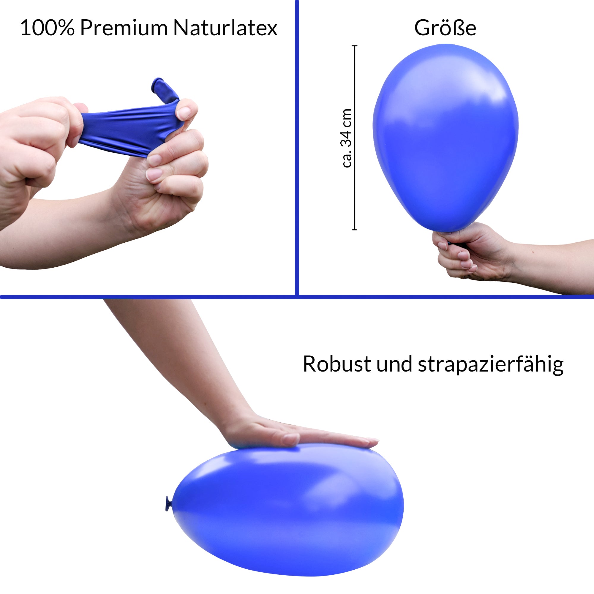 BIO Luftballons Blau [50 Stück]• MADE IN EU • Zertifiziert nachhaltige Bio Ballons • 100% Naturlatex