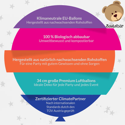 Happy Birthday Luftballons [15 Stück] • MADE IN EU • Premium BIO Ballons • 100% Naturlatex