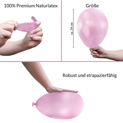 BIO Rosa Luftballons • MADE IN EU • 100% Naturlatex • Ø34 cm