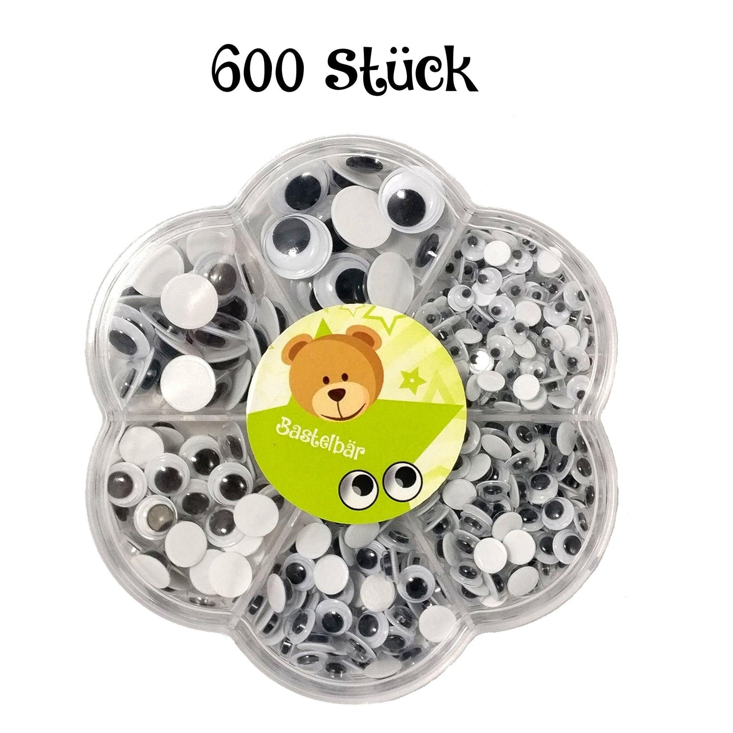 600 Wackelaugen - Box - groß mittel klein - Bastelbaer-Shop