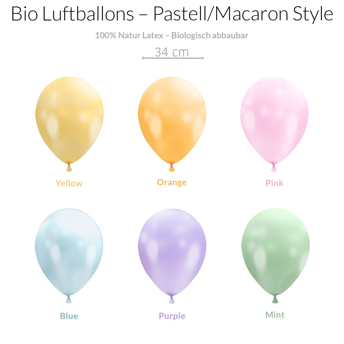 BIO Luftballons Macaron Mix• MADE IN EU • 100% Naturlatex