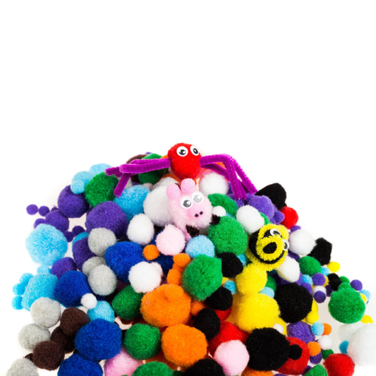 Bastelbär Pompons zum Basteln - bunte Filzkugeln - 350 Pompom - Bastelbaer-Shop